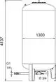 Schematik eines zylindrischen Druckbehälters mit verschiedenen Anschlussgrößen und Abmessungen, hergestellt von IMI Hydronic Engineering.